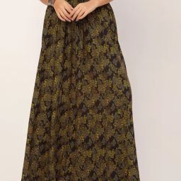 Moomaya Black & Yellow Printed Skirt-picture-40