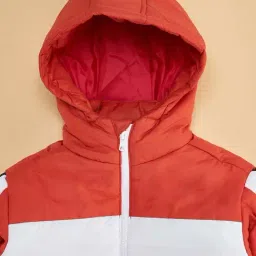 YU by Pantaloons Kids Red & White Color Block Full Sleeves Jacket image 2