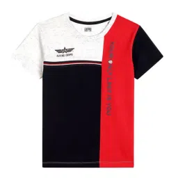 Cantabil Kids Off White Color Block T-Shirt-image-58