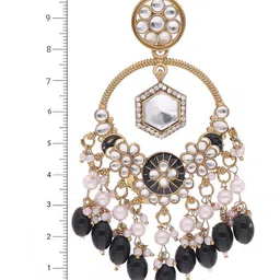 Anouk Gold-Plated Artificial Stones Studded & Beads Beaded Contemporary Drop Earrings image 5