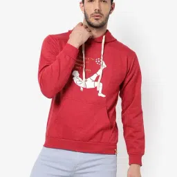 Campus Sutra Maroon Cotton Regular Fit Printed Hooded Sweatshirt-image-58