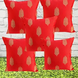 Pink Parrot Orange & Pink Set of 5 Ethnic Motifs Square Cushion Covers-picture-15