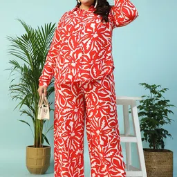 Oxolloxo Curve Women Floral Printed Regular Fit Mid-Rise Regular Trousers image 3