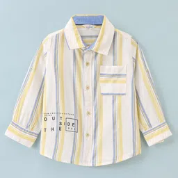 INFINITY Cotton Woven Full Sleeves Striped Shirt - White-picture-14