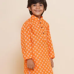 AJ Dezines Full Sleeves Abstract Printed Kurta - Orange-picture-36