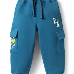 Babyhug Cotton Looper Knit Full Length Lounge Pant With LA Print - Blue-picture-20