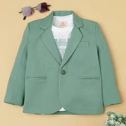 Rikidoos Full Sleeves Textured Blazer With Brooklyn Text Printed Tee - Pista & White-picture-36