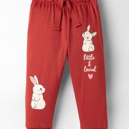CUCUMBER Sinker Knit Full Length Bunny & Text Printed Lounge Pant - Red-picture-46