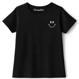 kookie kids india Kookie Kids Single Jersey Knit Half Sleeves T-Shirt with Small HD Print - Black-picture-38