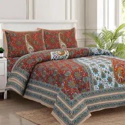 JAIPUR FABRIC Red & White Floral Printed 280 TC Cotton King Bedsheet Set 2.54 m x 2.74 m-picture-40