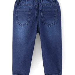 Babyhug Full Length Denim Jeans With Text Print - Blue image 2