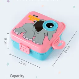 ZOE Elephant Print Bento Lunch Box - Pink image 2
