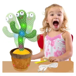 Negocio Singing Talking Recording Dancing Cactus Toy - Green & Brown image 2