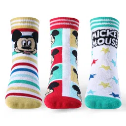 cute walk by babyhug disney Cute Walk by Babyhug Non Terry Anti Bacterial Ankle Length Socks Mickey Mouse Family Graphics Pack of 3 - Multicolour image 3