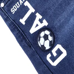 Babyhug Full Length Denim Jeans With Text Print - Blue image 3