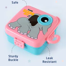 ZOE Elephant Print Bento Lunch Box - Pink image 3