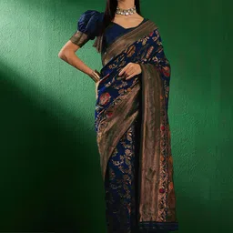 Maroosh Women Floral Zari  Banarasi Saree-image-24