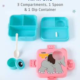 ZOE Elephant Print Bento Lunch Box - Pink image 4