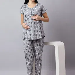 DZZO Maternity Printed Pure Cotton T-shirt With Pyjamas-picture-26