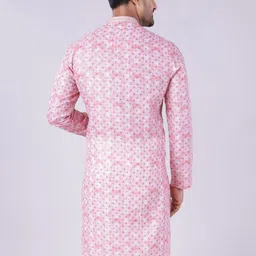 AURIK Men Geometric Printed Mandarin Collar Long Sleeves Straight Kurta image 4