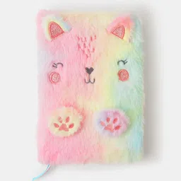 Accessorize Girls Pink Embroidered Fluffy Cat Notebook-image-97