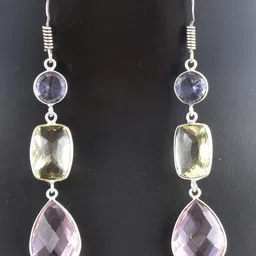 AAR Jewels Rhodium-Plated Brass Topaz Drop Earrings image 3