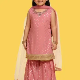 AJ Dezines Kids Pink Embellished Kurta Set-image-39