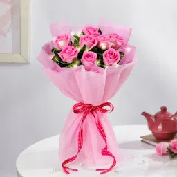 Pink Rose Bouquet With Lights-image-29