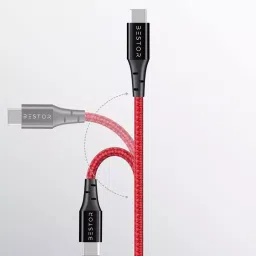 Bestor 1 m ‎65 W Nylon Outer Material VOC Fast Charging Round USB Type C Cable Red and White, BE-02 image 4