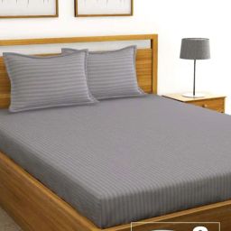 Bianca Hilton Grey Cotton 210 TC King Bedsheet with Pillow Cover and Pillow-picture-43