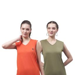 Vimal Jonney Orange & Olive Cotton Logo Print T-Shirt (Pack Of 2)-picture-19