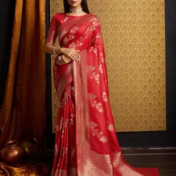 Panchaamrit Woven Design Zari Silk Blend Banarasi Saree-picture-34