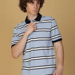 V-Mart Striped Polo Collar Short Sleeves Cotton T-shirt-picture-20