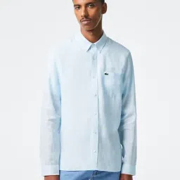 Lacoste Blue Linen Regular Fit Shirt-image-28