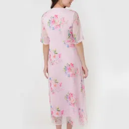 Zink London Light Pink Floral Print Maxi Dress image 2