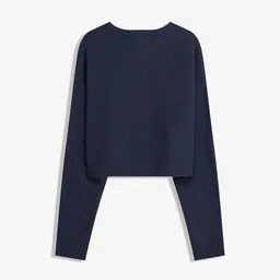 Bershka Women Self Design Soft Touch Buttoned Cardigan Sweater image 3