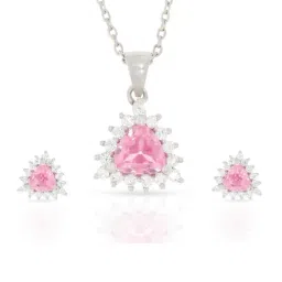 Anayra 92.5 Sterling Silver Diamond Pendant Earring Set-picture-15