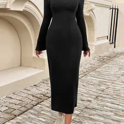 Outzidr Women V-Neck Bodycon Midi Dress-picture-20