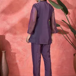 Sangria Floral Embroidered Tunic & Trousers Co-Ord Set image 5