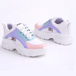 Shoetopia Colour Blocked Sneakers - White-image-72