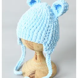 Funkrafts Ears Detail Handmade Woollen Cap - Blue image 2