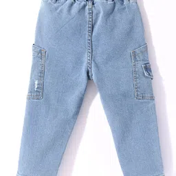 Mark & Mia Full Length Solid Color Denim Jeans Tearing & Pocket Detailing - Blue image 2