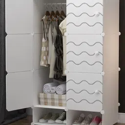 Butterthief Printed Collapsible Wardrobe & shoerack, 8 door Almirah for Kids & Toddlers - White image 2