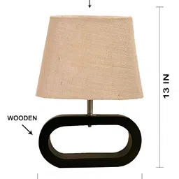 Devansh Beige Wood Traditional Frusturical Shaped Table Lamp image 2
