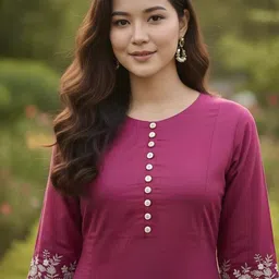 AADIVAA Women Floral Embroidered Regular Thread Work Pure Cotton Kurta with Palazzos image 5