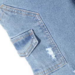 Mark & Mia Full Length Solid Color Denim Jeans Tearing & Pocket Detailing - Blue image 3