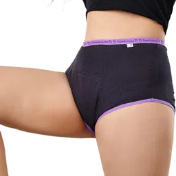 SuperBottoms Maxabsorb Bamboo Cotton Pack Of 2 Solid Stain Proof 8Hr Absorbent Period Panties - Black image 5
