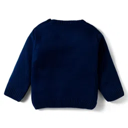 Babyhug Knitted Full Sleeves Sweater Set With Roar Design - Navy Blue image 3
