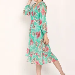 DODO & MOA Floral Print Georgette Midi Dress image 2