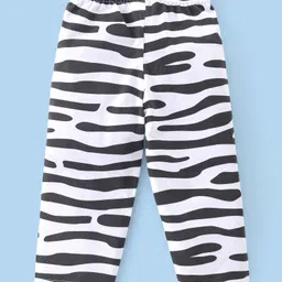 Babyhug Single Jersey Cotton Knit Half Sleeves Zebra Print Night Suit - Pink image 4